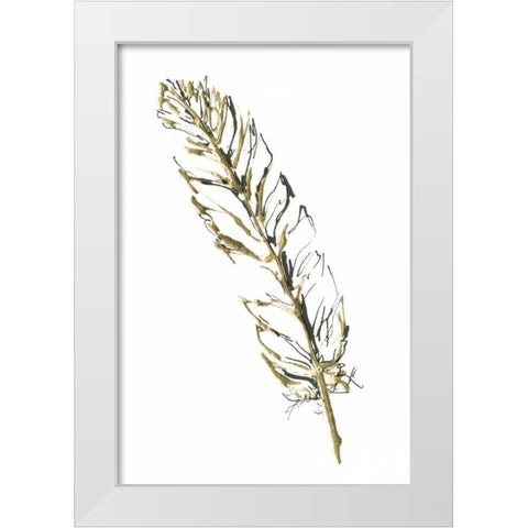 Gilded Turkey Feather II White Modern Wood Framed Art Print by Paschke, Chris