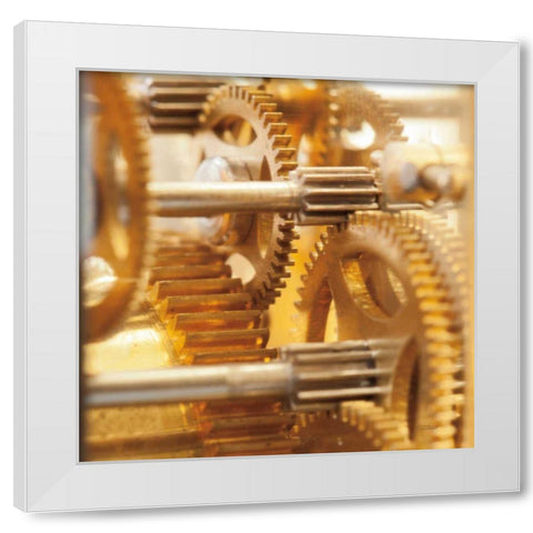 Gilded Gears I White Modern Wood Framed Art Print by Marshall, Laura