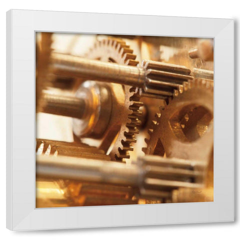 Gilded Gears II White Modern Wood Framed Art Print by Marshall, Laura