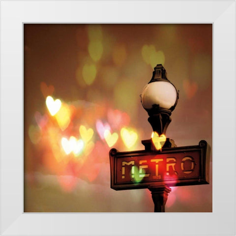 Night Life Paris White Modern Wood Framed Art Print by Bevan, Keri