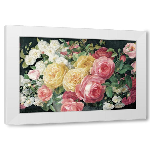 Antique Roses on Black Crop White Modern Wood Framed Art Print by Nai, Danhui