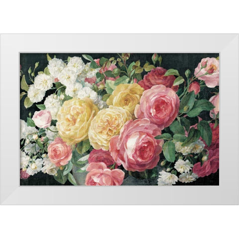 Antique Roses on Black Crop White Modern Wood Framed Art Print by Nai, Danhui