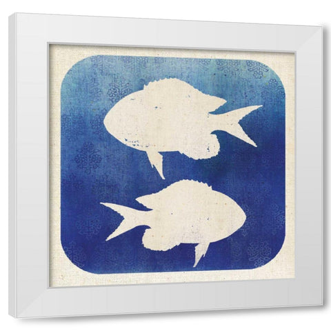 Watermark Fish White Modern Wood Framed Art Print by Studio Mousseau