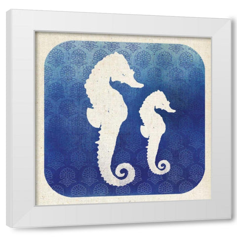 Watermark Seahorse White Modern Wood Framed Art Print by Studio Mousseau