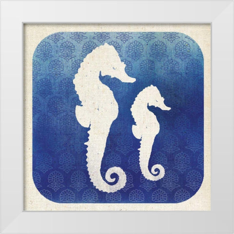 Watermark Seahorse White Modern Wood Framed Art Print by Studio Mousseau