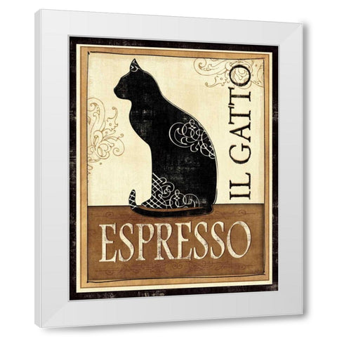 Il Gatto White Modern Wood Framed Art Print by Charron, Veronique