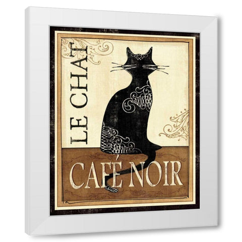 Le Chat White Modern Wood Framed Art Print by Charron, Veronique