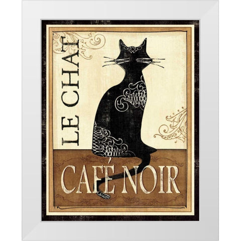 Le Chat White Modern Wood Framed Art Print by Charron, Veronique