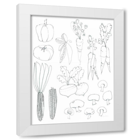 Line Art Veggies Crop White Modern Wood Framed Art Print by Tillmon, Avery