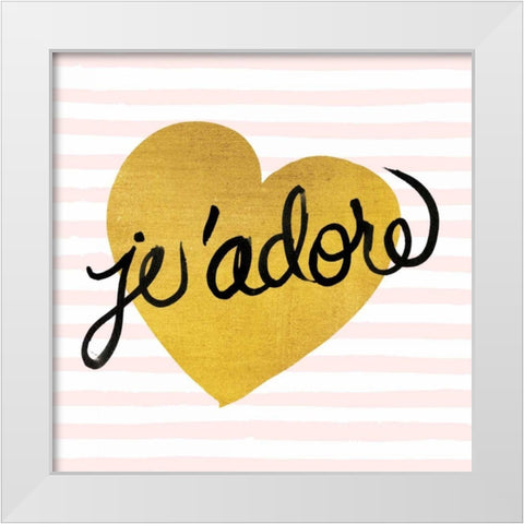 Jadore Black and Gold White Modern Wood Framed Art Print by Studio Bella