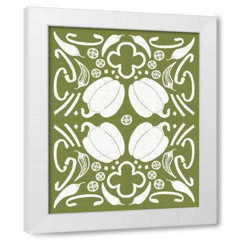 Retro Pepper Otomi Silhouette White Modern Wood Framed Art Print by DeNeige, Elyse