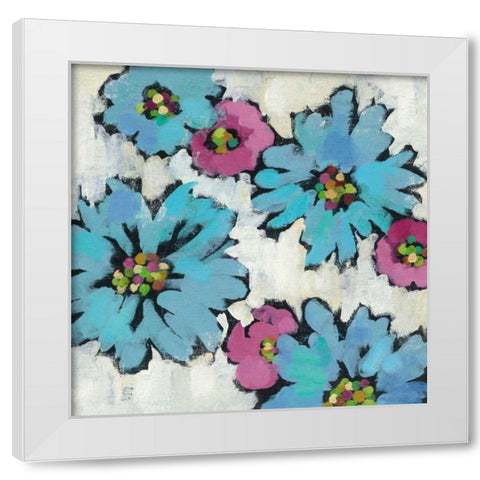 Graphic Pink and Blue Floral III White Modern Wood Framed Art Print by Vassileva, Silvia
