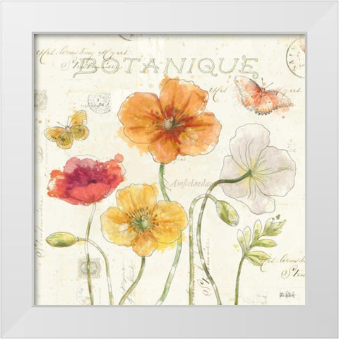 Painted Poppies II White Modern Wood Framed Art Print by Pertiet, Katie