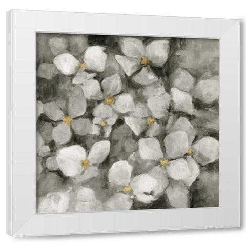 Midnight Neutral Hydrangeas with Gold White Modern Wood Framed Art Print by Hageman, Marilyn