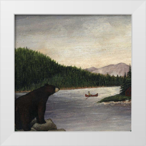 North Woods Bear II White Modern Wood Framed Art Print by Brown, David Carter
