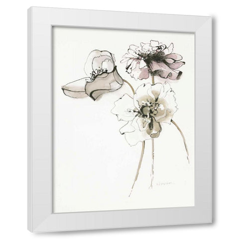 Three Somniferums Poppies Neutral White Modern Wood Framed Art Print by Novak, Shirley