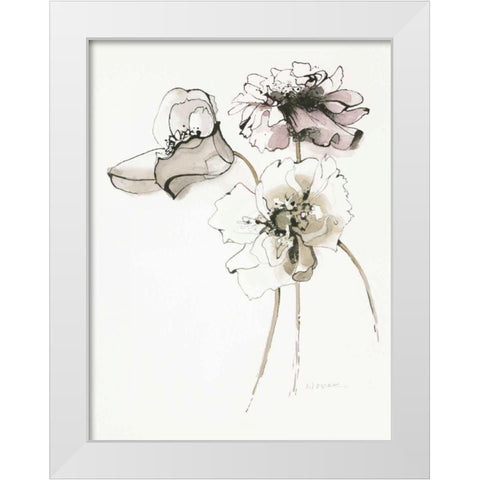 Three Somniferums Poppies Neutral White Modern Wood Framed Art Print by Novak, Shirley