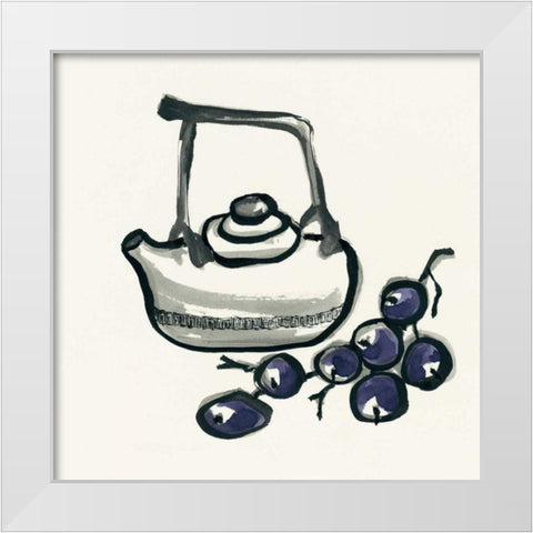 Tea and Grapes White Modern Wood Framed Art Print by Paschke, Chris