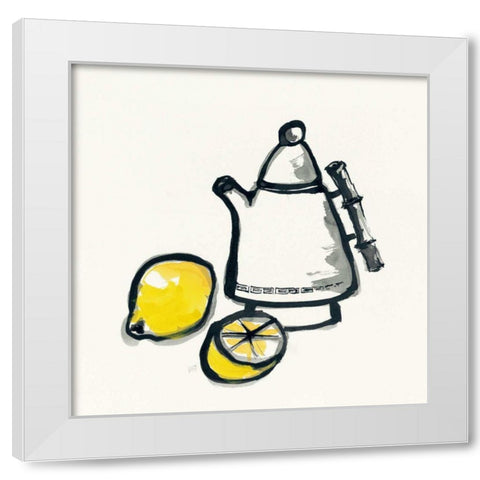 Tea and Lemons White Modern Wood Framed Art Print by Paschke, Chris