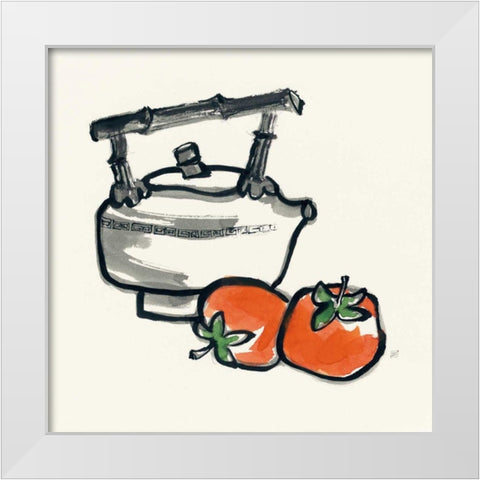 Tea and Persimmons White Modern Wood Framed Art Print by Paschke, Chris