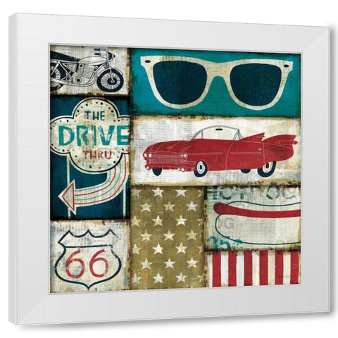 American Pop II White Modern Wood Framed Art Print by Mullan, Michael