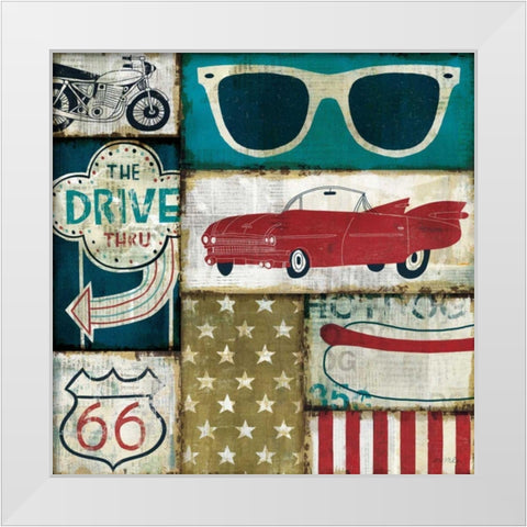 American Pop II White Modern Wood Framed Art Print by Mullan, Michael