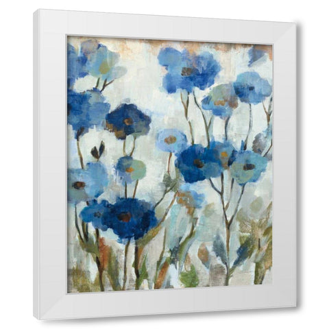 Abstracted Floral in Blue III White Modern Wood Framed Art Print by Vassileva, Silvia