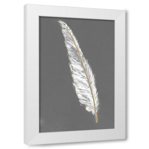 Gold Feathers VI on Grey White Modern Wood Framed Art Print by Paschke, Chris