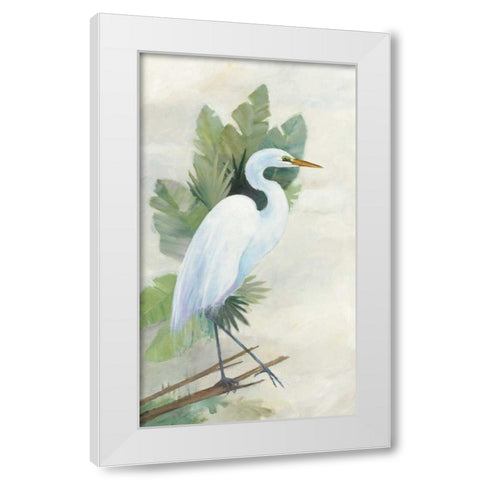 Standing Egret I Crop White Modern Wood Framed Art Print by Tillmon, Avery