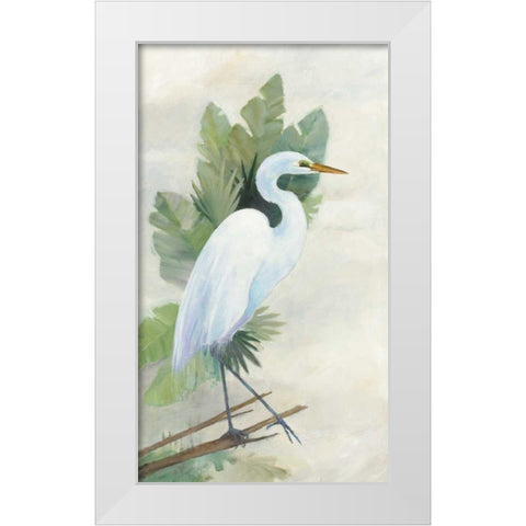 Standing Egret I Crop White Modern Wood Framed Art Print by Tillmon, Avery