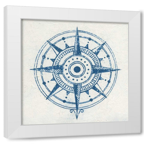 Indigo Gild Compass Rose I White Modern Wood Framed Art Print by Lovell, Kathrine