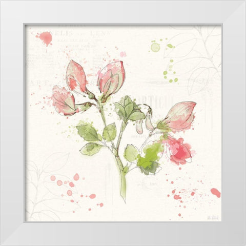 Floral Splash II White Modern Wood Framed Art Print by Pertiet, Katie