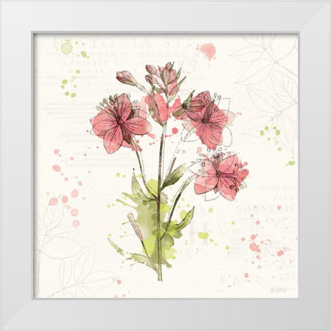 Floral Splash V White Modern Wood Framed Art Print by Pertiet, Katie
