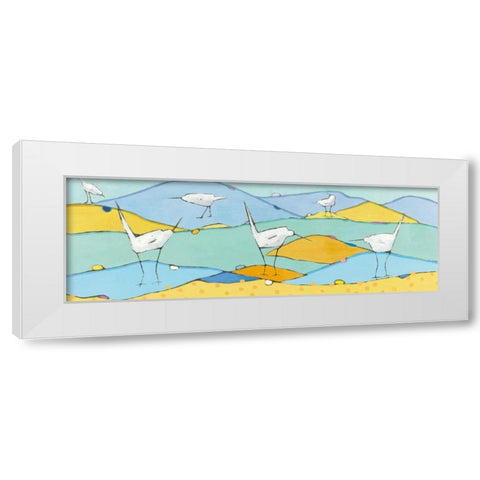 Marsh Egrets I White Modern Wood Framed Art Print by Adams, Phyllis