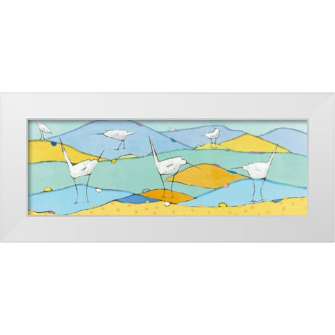 Marsh Egrets I White Modern Wood Framed Art Print by Adams, Phyllis