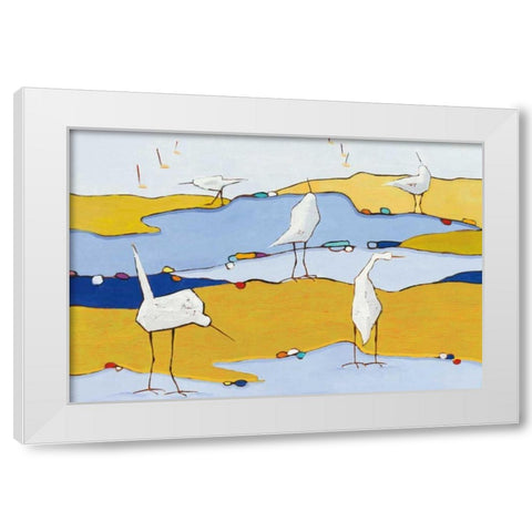 Marsh Egrets VI White Modern Wood Framed Art Print by Adams, Phyllis