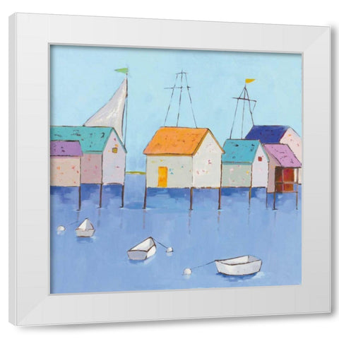 Boat House Row White Modern Wood Framed Art Print by Adams, Phyllis