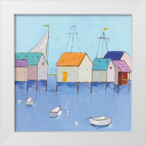 Boat House Row White Modern Wood Framed Art Print by Adams, Phyllis