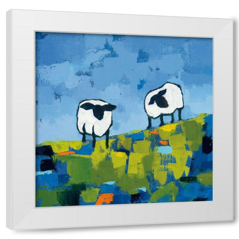 Two Sheep White Modern Wood Framed Art Print by Adams, Phyllis