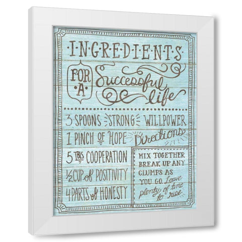 Ingredients For Life I Blue White Modern Wood Framed Art Print by Urban, Mary