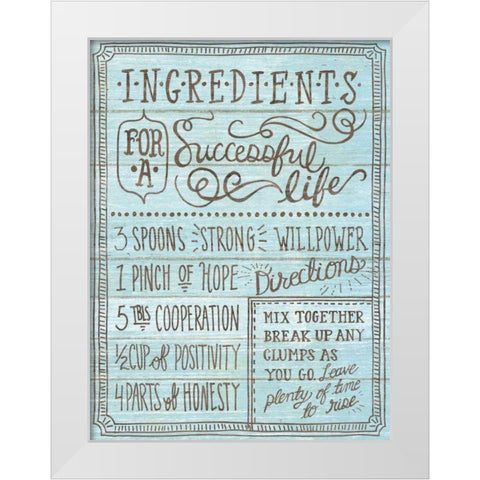 Ingredients For Life I Blue White Modern Wood Framed Art Print by Urban, Mary