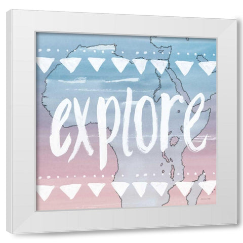 World Traveler Explore White Modern Wood Framed Art Print by Miller, Sara Zieve
