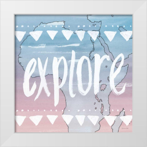 World Traveler Explore White Modern Wood Framed Art Print by Miller, Sara Zieve