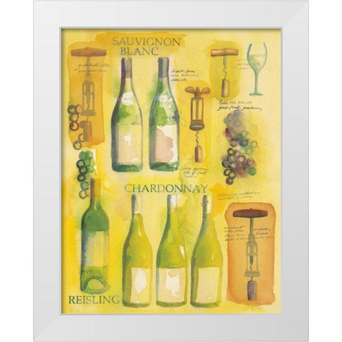 White Wine Collage White Modern Wood Framed Art Print by Clark, Michael