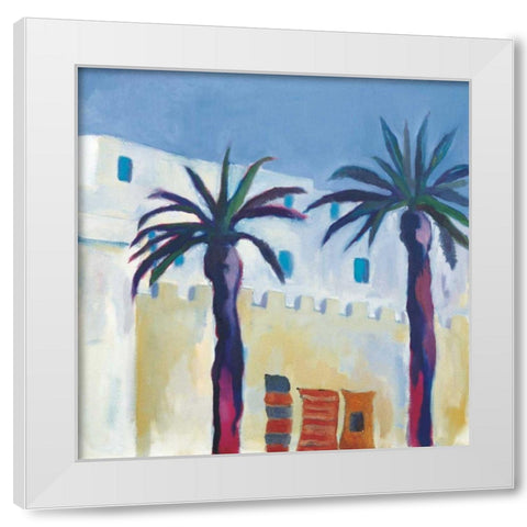 Palm Trees and Rugs White Modern Wood Framed Art Print by Clark, Michael