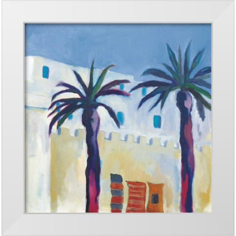 Palm Trees and Rugs White Modern Wood Framed Art Print by Clark, Michael