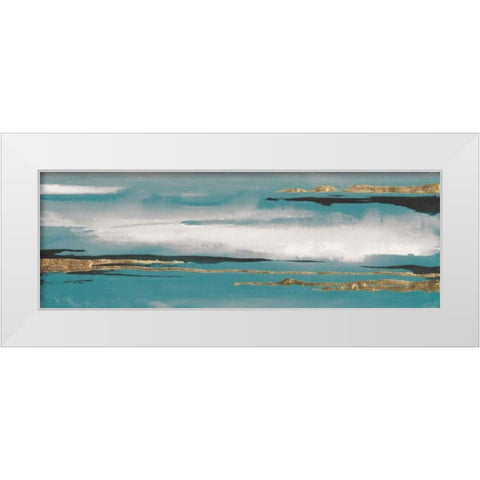 Gilded Storm I Teal Grey Crop White Modern Wood Framed Art Print by Paschke, Chris