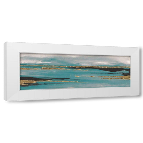 Gilded Storm II Teal Grey Crop White Modern Wood Framed Art Print by Paschke, Chris