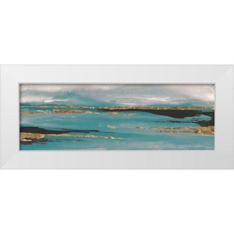 Gilded Storm II Teal Grey Crop White Modern Wood Framed Art Print by Paschke, Chris