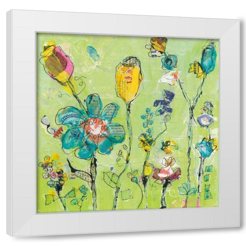 Doodle Garden White Modern Wood Framed Art Print by Day, Kellie